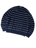 Vintage Polo Ralph Lauren Herren Strickpullover Rundhals Breton Streifen Marineblau Weiß