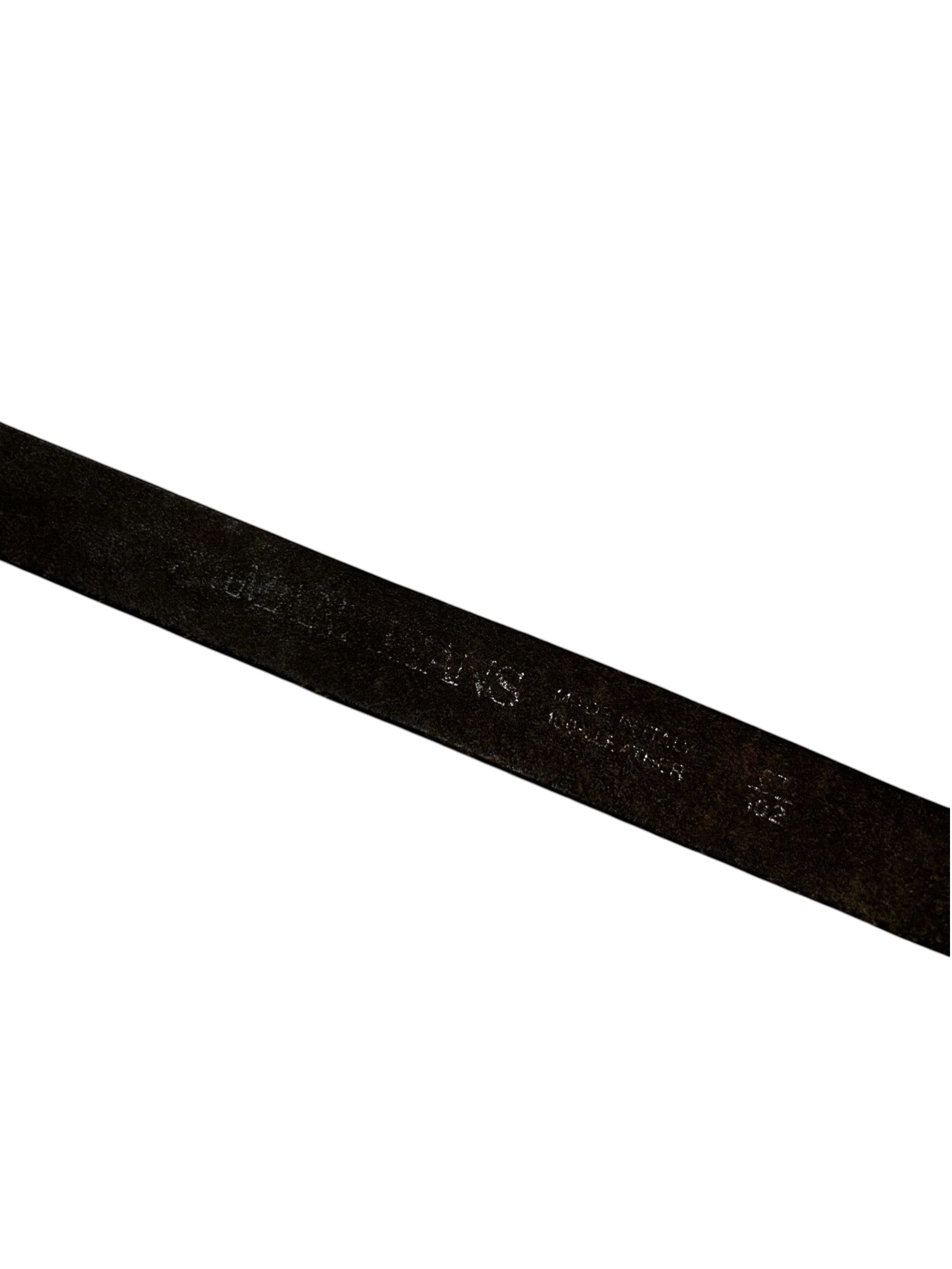 Vintage Armani Jeans LederGürtel Schwarz – Adler-Logo Schnalle | Länge 110.5 cm – Detailansicht