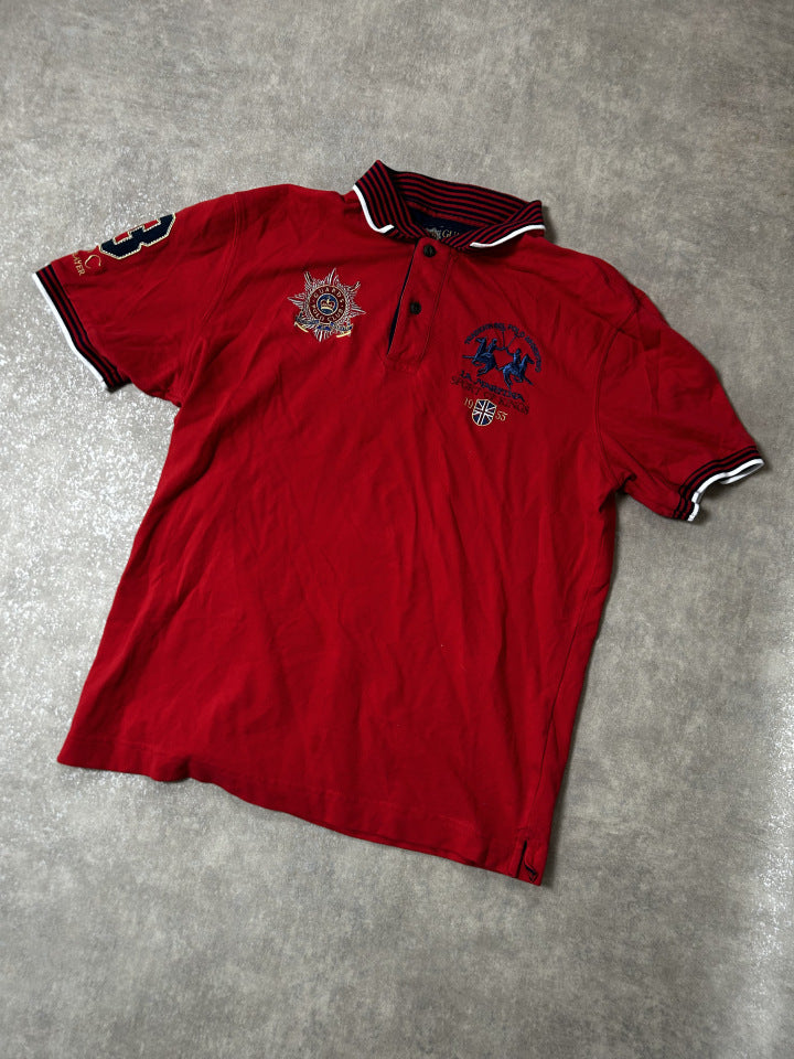 Vintage La Martina Herren Polo-Shirt Kurzarm Team Jersey Rot #3