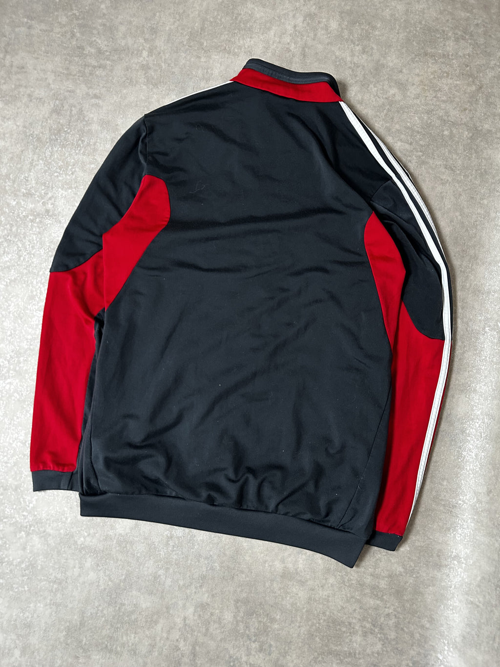 Vintage Adidas x Ajax Amsterdam Herren Trainingsjacke Vollreißverschluss Fußball-Erbe Dunkelgrau Rot – Detailansicht