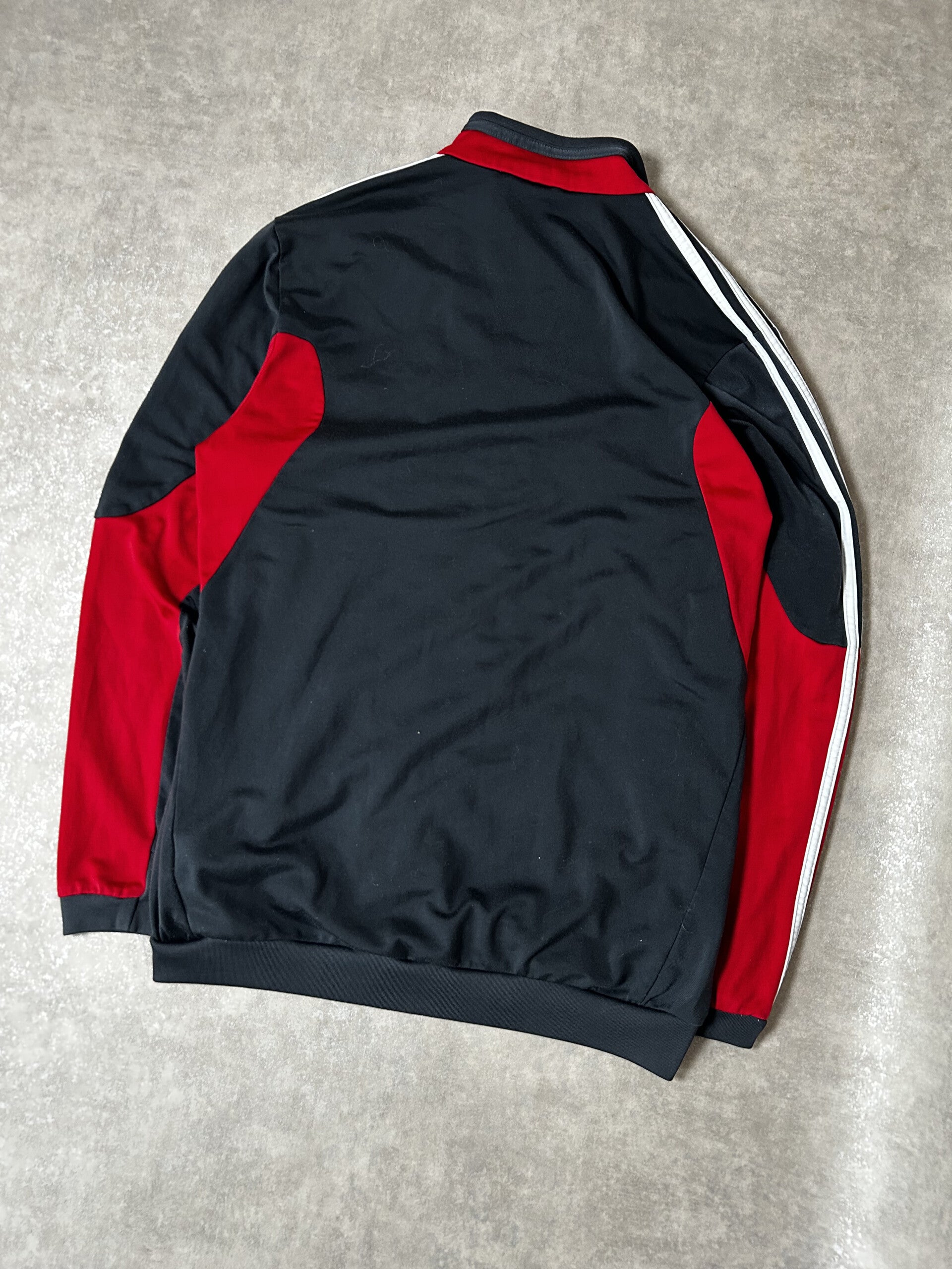 Vintage Adidas x Ajax Amsterdam Herren Trainingsjacke Vollreißverschluss Fußball-Erbe Dunkelgrau Rot – Detailansicht