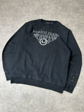 Vintage Armani Jeans Herren Sweatshirt Rundhals AJ Dreieck-Logo Druck Schwarz