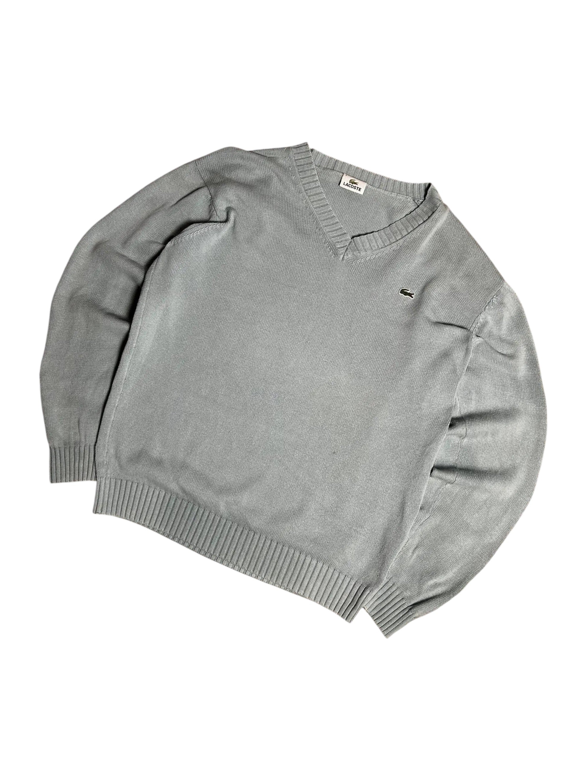 Vintage Lacoste Baumwoll-Pullover Hellblau – V-Ausschnitt Klassisch | Größe 4