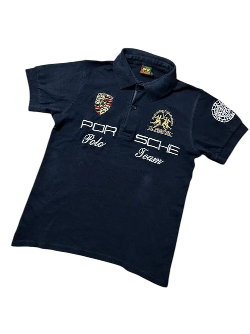 Vintage Porsche x La Martina Polo-Shirt Dunkelmarineblau – Polo Team Edition | Größe S
