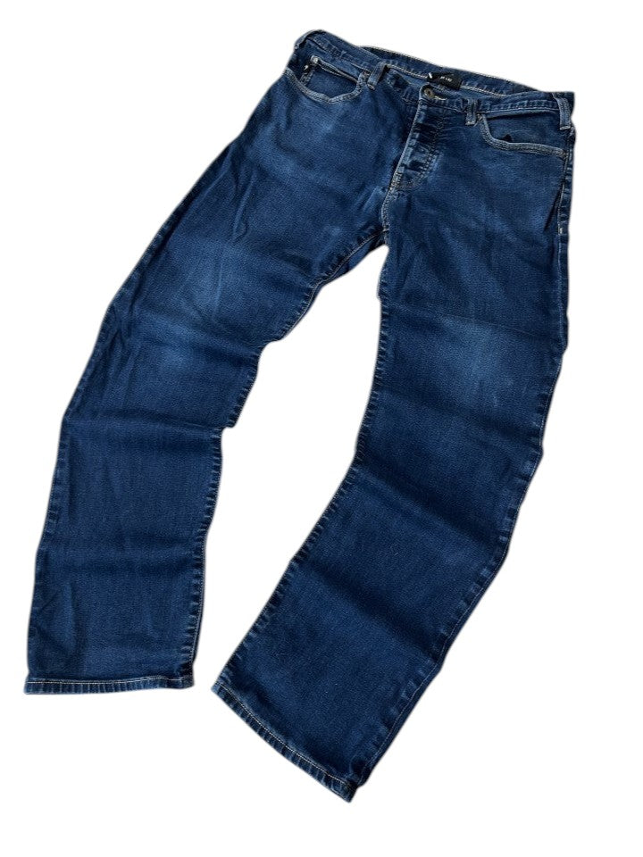 Vintage Armani Jeans Herren-Jeans Straight Fit Dunkelmarineblau – Detailansicht