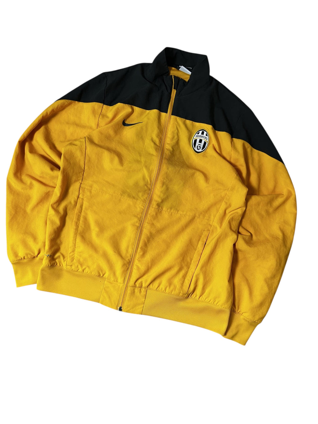 Vintage Nike x Juventus Turin Herren Trainingsjacke Vollreißverschluss Fußball-Erbe Gelb Schwarz