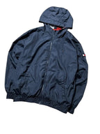 Vintage Tommy Hilfiger Windbreaker-Jacke Marineblau – Klassisches Flag-Logo | Größe 176 (Passt M)