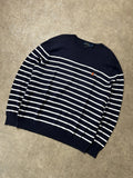 Vintage Ralph Lauren Leichter Pullover Marineblau Weiß Streifen – L
