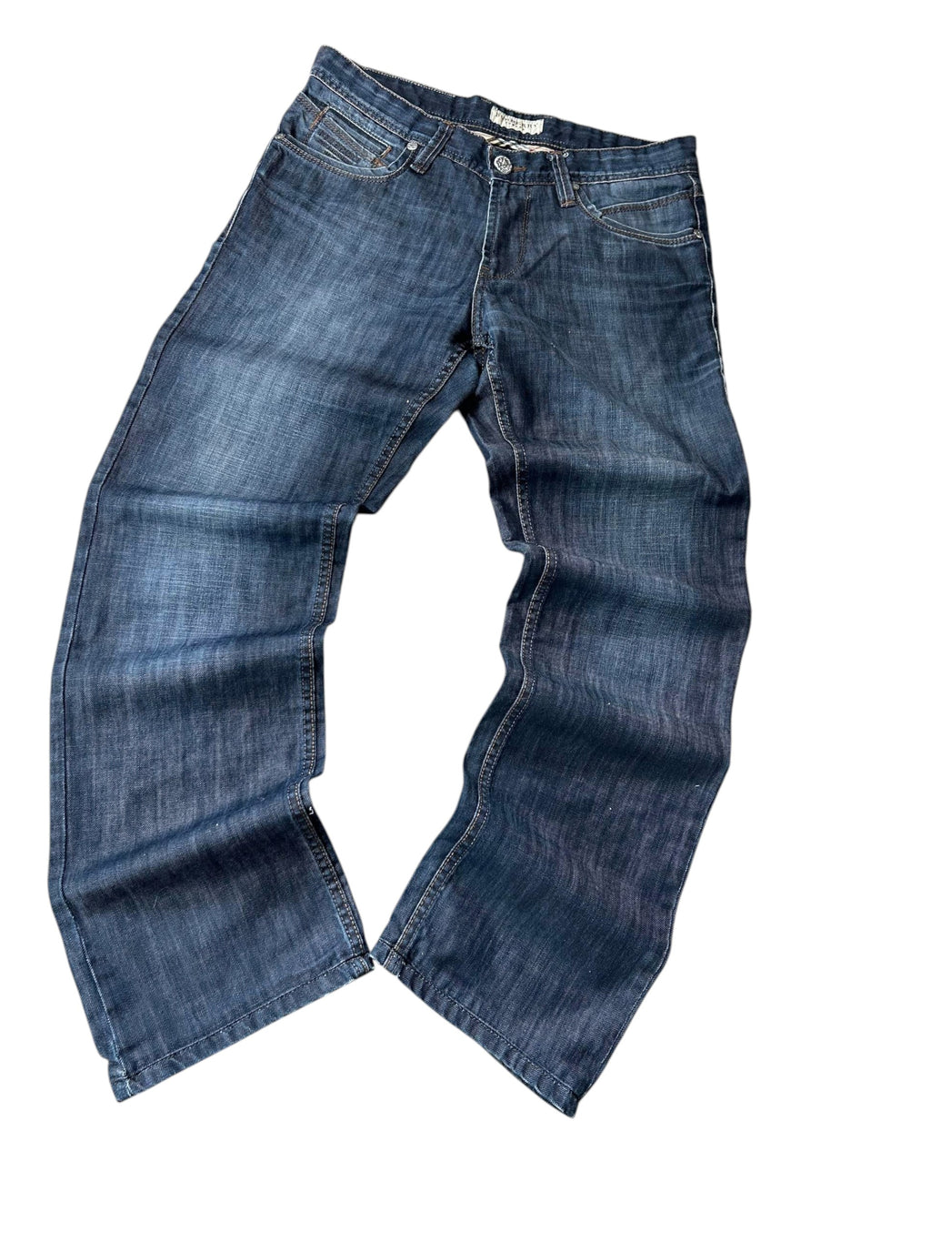 Burberry London Jeans Dark Blue Vorderseite Bootcut Waschung