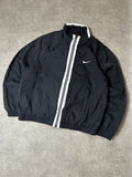 Vintage Nike Herren Trainingsjacke Vollreißverschluss Windbreaker Schwarz Weißes Streifendetail