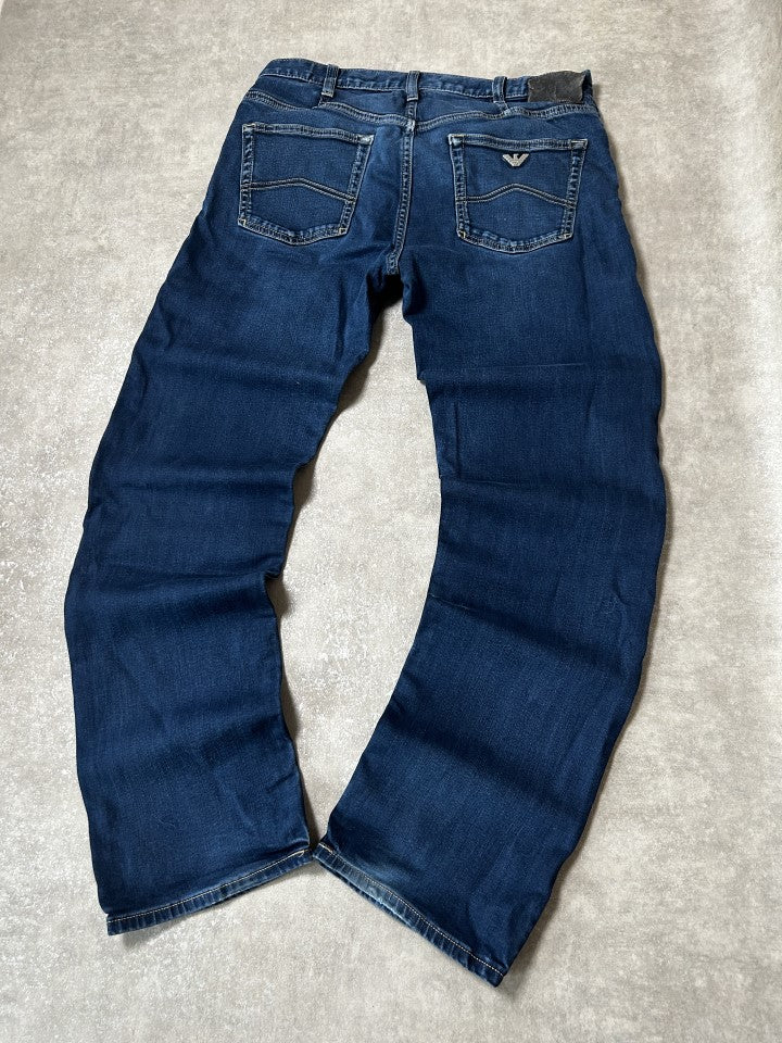 Vintage Armani Jeans Herren-Jeans Straight Fit Dunkelmarineblau