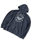 Vintage Armani Jeans Zip Hoodie Grau AJ Logo – XXL