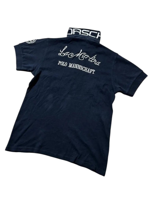 Vintage Porsche x La Martina Polo-Shirt Dunkelmarineblau – Polo Team Edition | Größe S – Rückansicht
