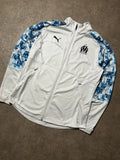 Vintage Puma Olympique Marseille Trainingsjacke Weiß – Blauer Musterdetail | Größe XL