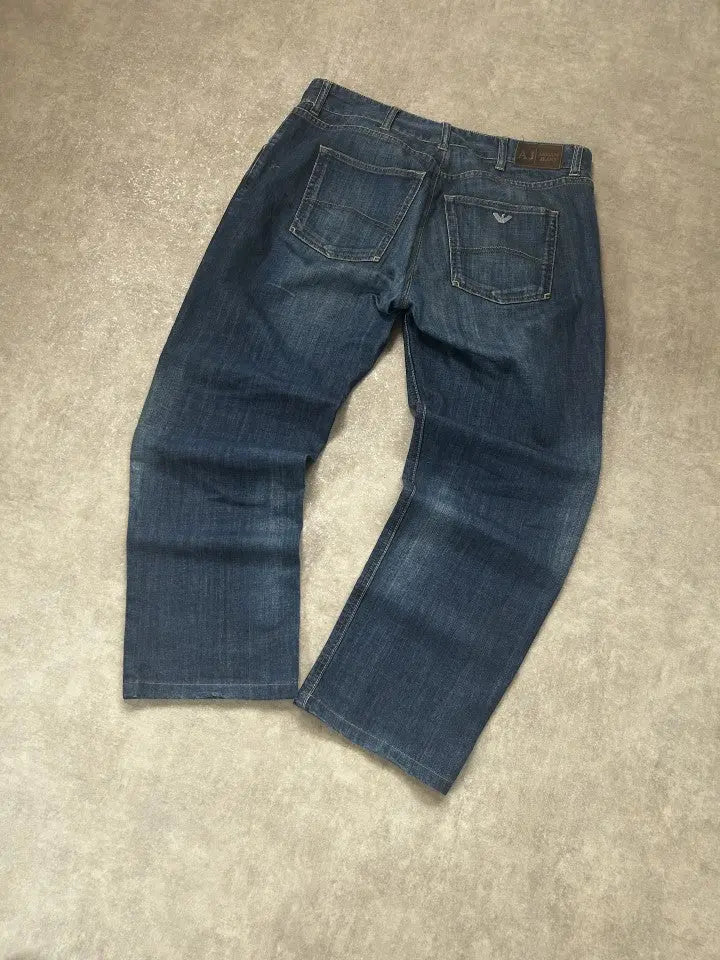 Vintage Armani Jeans Herren-Jeans Straight Fit Indigo 008 – L