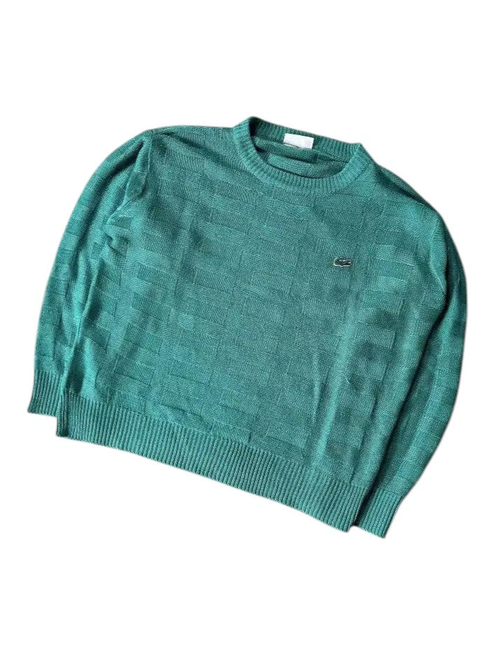 Vintage Lacoste Strickpullover Türk Strukturiertes Muster – M