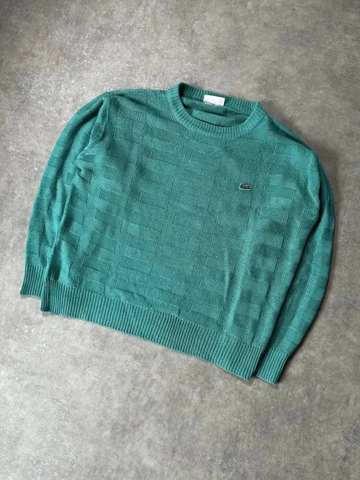 Vintage Lacoste Strickpullover Türk Strukturiertes Muster – M