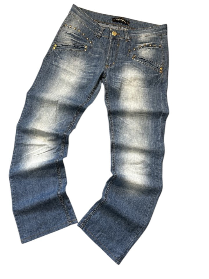 Vintage Prada Damen Straight Fit Jeans Kristall W31