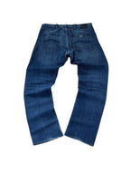 modadeclase Vintage Armani Jeans in Marineblau mit Straight Fit aus Baumwoll-Denim, Rückansicht mit Logo-Patch